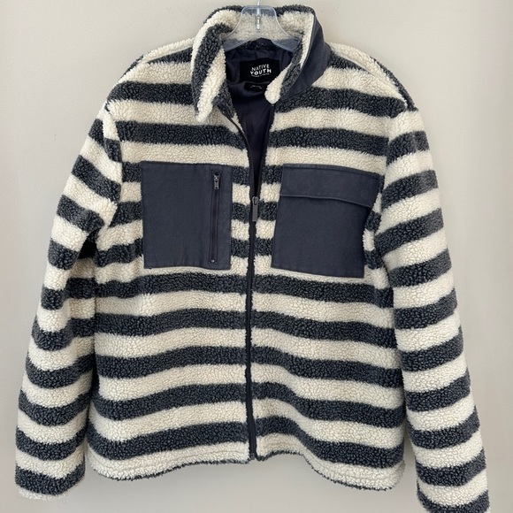 NATIVE YOUTH Other - Native Youth Urban Outfitters Men's Cadley Striped Fleece Jacket Size XL